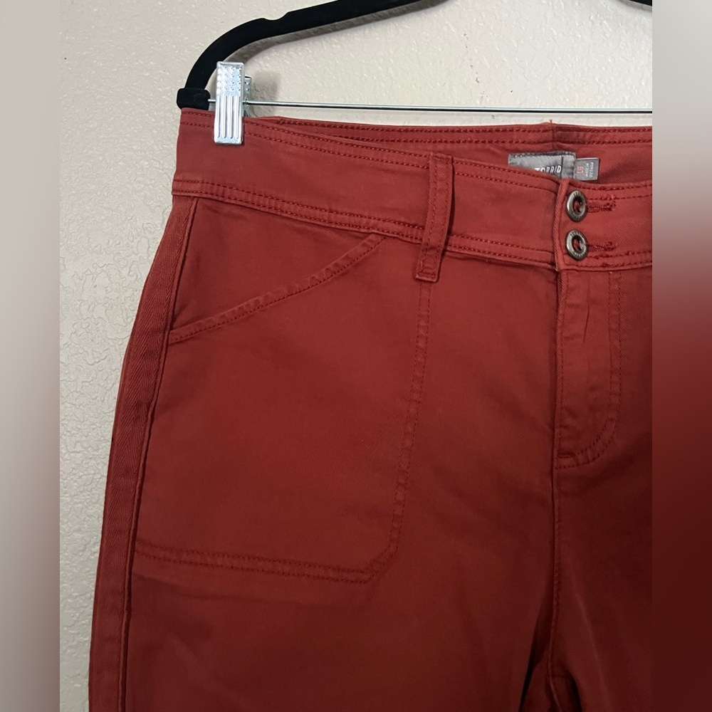 Torrid Aviator Stretch Twill Crop Pants Size 16 Rust Mid Rise - Picture 5 of 9